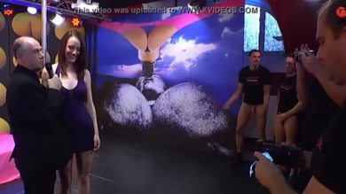 Bukkake ho gives blowjob